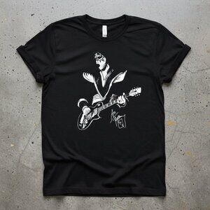Vintage Rock Guitarist Graphic T-Shirt – Retro Music Style TeeC